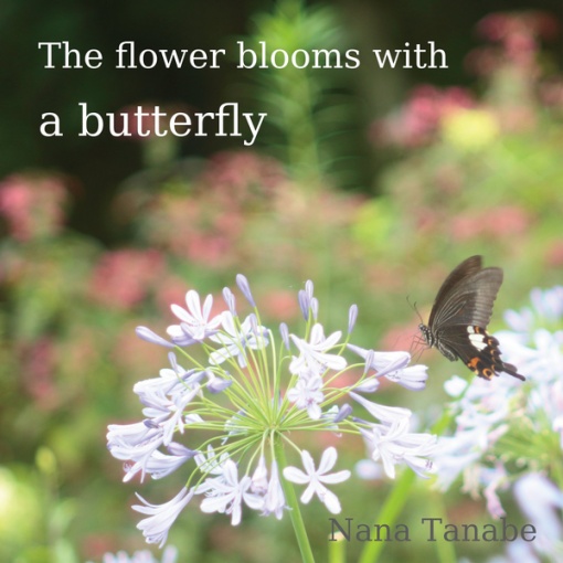 The flower blooms with a butterfly